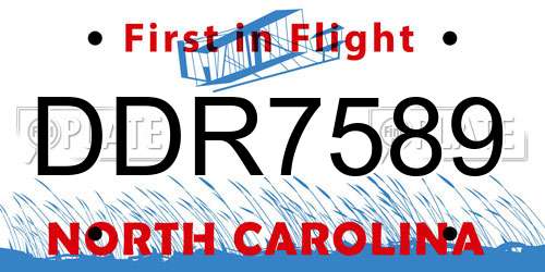 DDR7589 North Carolina License Plate