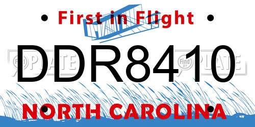DDR8410 North Carolina License Plate