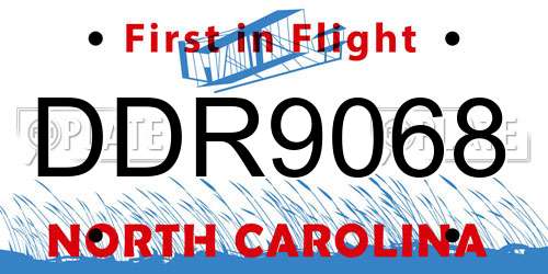 DDR9068 North Carolina License Plate
