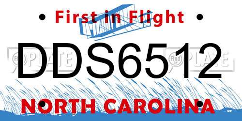 DDS6512 North Carolina License Plate