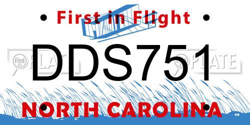 DDS751 North Carolina License Plate