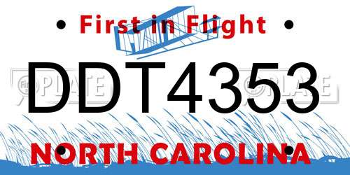 DDT4353 North Carolina License Plate