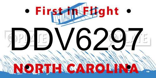 DDV6297 North Carolina License Plate