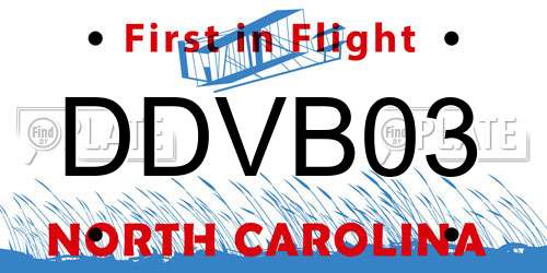 DDVB03 North Carolina License Plate