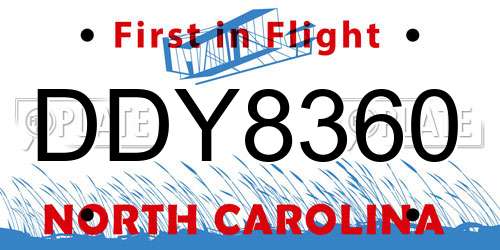 DDY8360 North Carolina License Plate