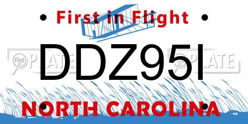 DDZ95I North Carolina License Plate