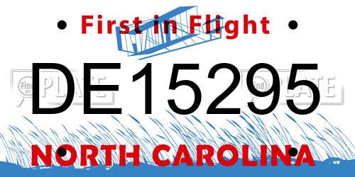 DE15295 North Carolina License Plate