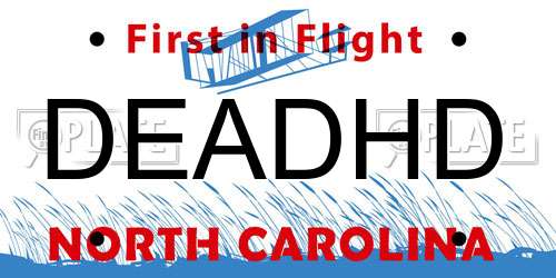 DEADHD North Carolina License Plate