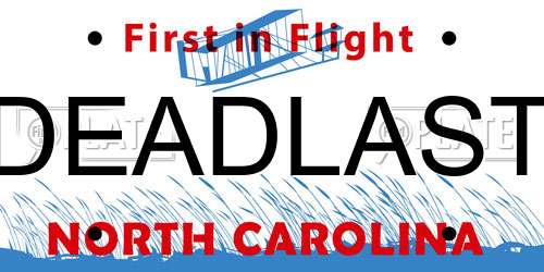DEADLAST North Carolina License Plate