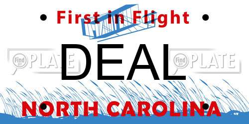 DEAL North Carolina License Plate