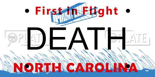 DEATH North Carolina License Plate