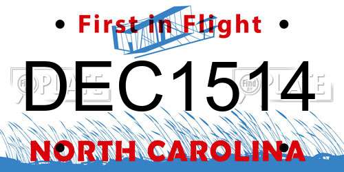 DEC1514 North Carolina License Plate