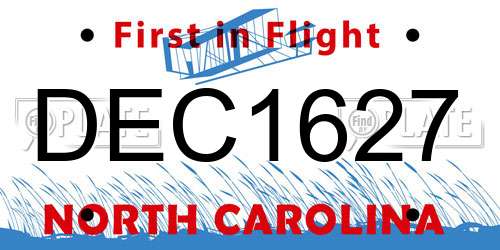 DEC1627 North Carolina License Plate