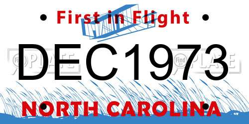 DEC1973 North Carolina License Plate