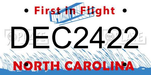 DEC2422 North Carolina License Plate