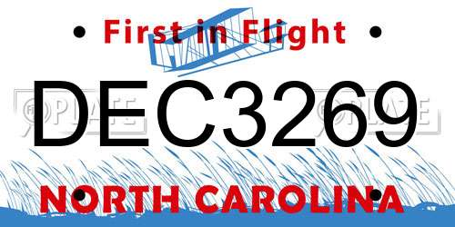 DEC3269 North Carolina License Plate