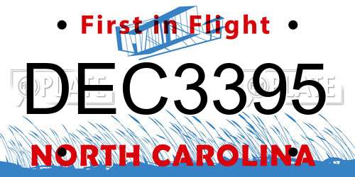 DEC3395 North Carolina License Plate