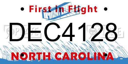 DEC4128 North Carolina License Plate