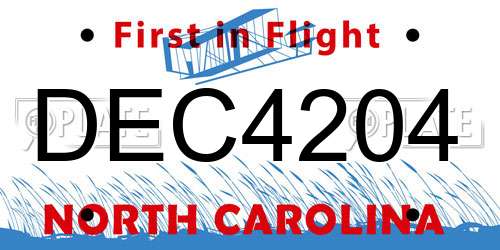 DEC4204 North Carolina License Plate