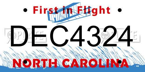 DEC4324 North Carolina License Plate