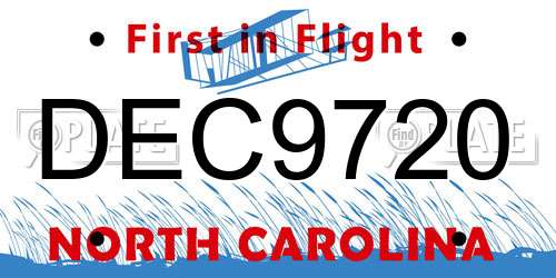DEC9720 North Carolina License Plate