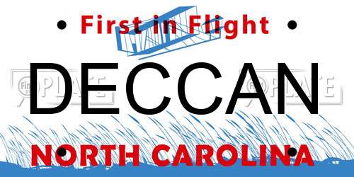 DECCAN North Carolina License Plate