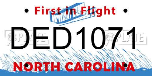 DED1071 North Carolina License Plate