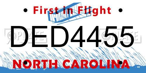 DED4455 North Carolina License Plate