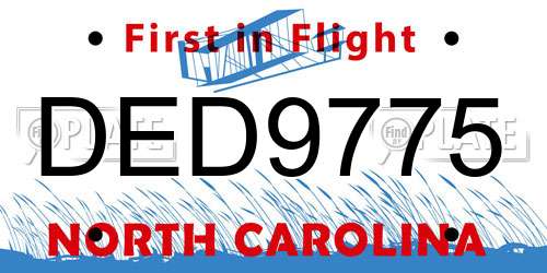 DED9775 North Carolina License Plate