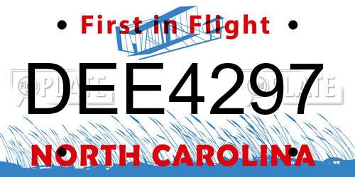 DEE4297 North Carolina License Plate