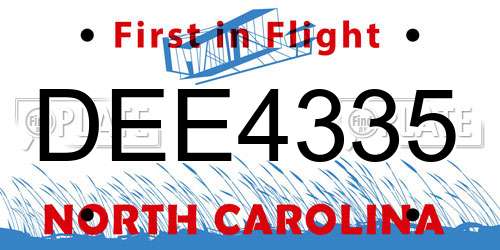 DEE4335 North Carolina License Plate