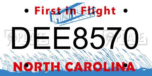 DEE8570 North Carolina License Plate