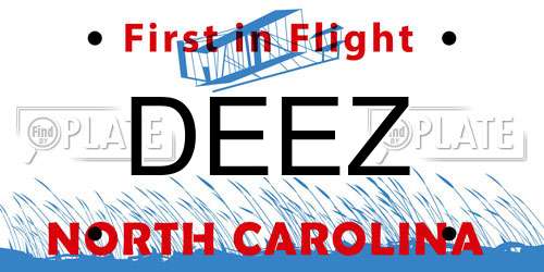DEEZ North Carolina License Plate
