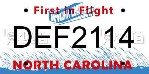 DEF2114 North Carolina License Plate