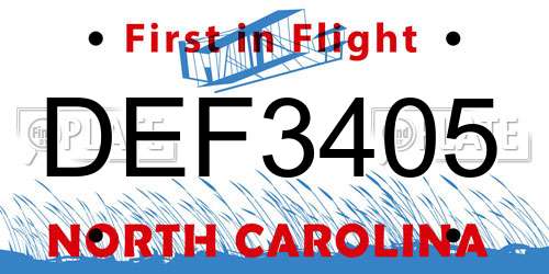 DEF3405 North Carolina License Plate