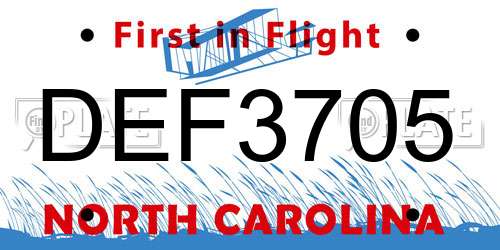 DEF3705 North Carolina License Plate