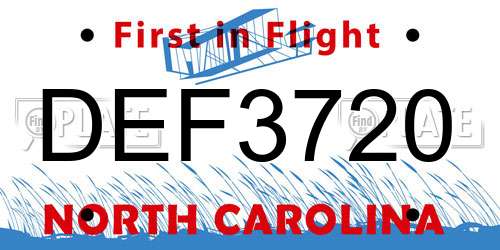 DEF3720 North Carolina License Plate