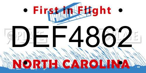 DEF4862 North Carolina License Plate
