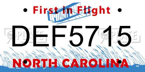 DEF5715 North Carolina License Plate