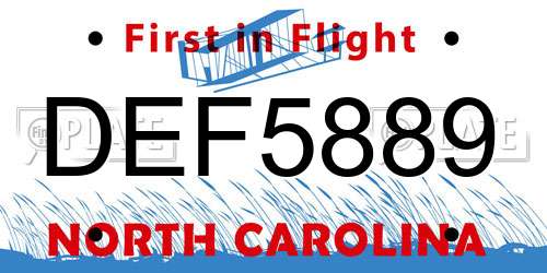 DEF5889 North Carolina License Plate