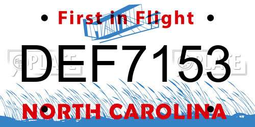 DEF7153 North Carolina License Plate