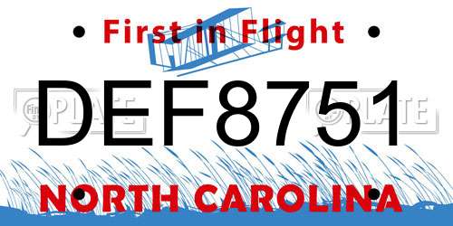 DEF8751 North Carolina License Plate