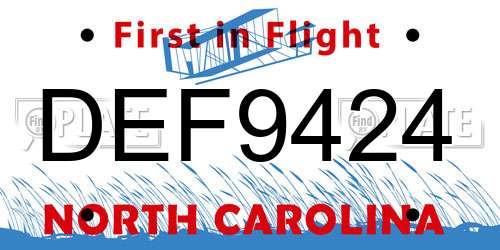 DEF9424 North Carolina License Plate