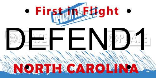 DEFEND1 North Carolina License Plate