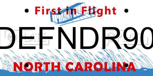 DEFNDR90 North Carolina License Plate