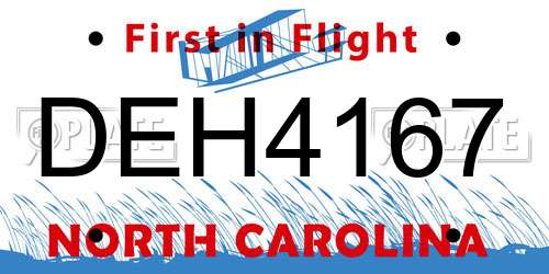 DEH4167 North Carolina License Plate