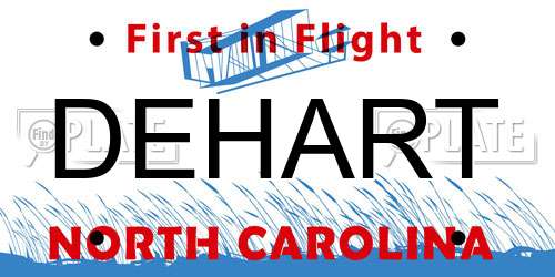 DEHART North Carolina License Plate