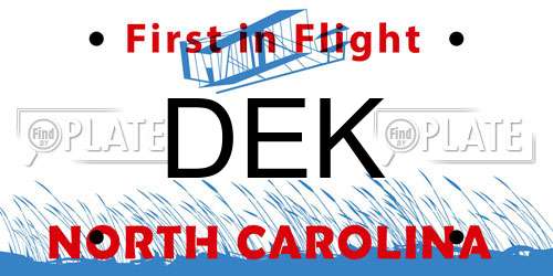 DEK North Carolina License Plate