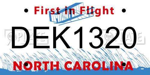 DEK1320 North Carolina License Plate