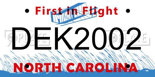 DEK2002 North Carolina License Plate